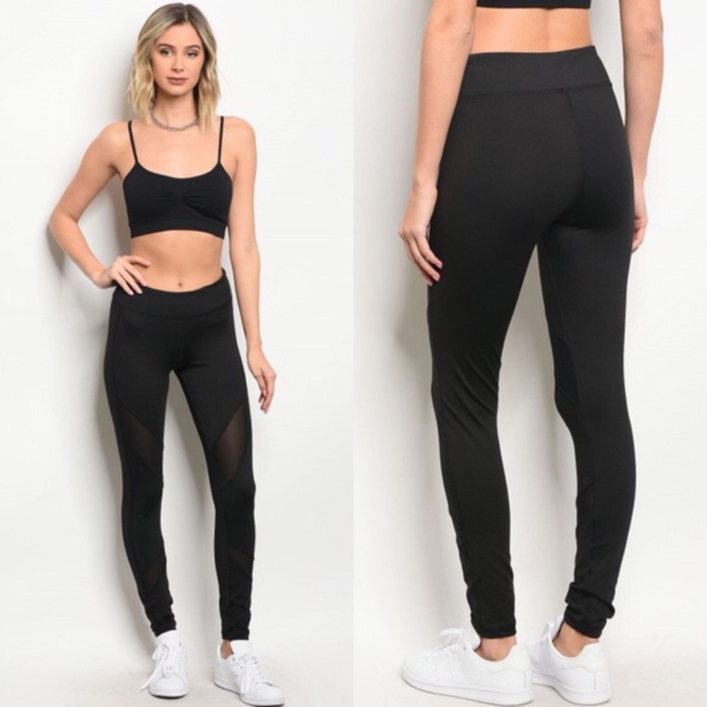 Black Mesh Athletic Leggings